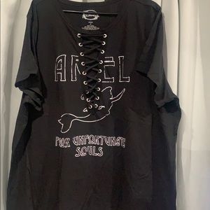 Torrid- Little Mermaid Black Lace Up Tee